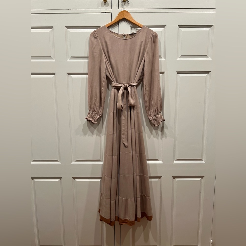 Tan long sleeve maxi dress
